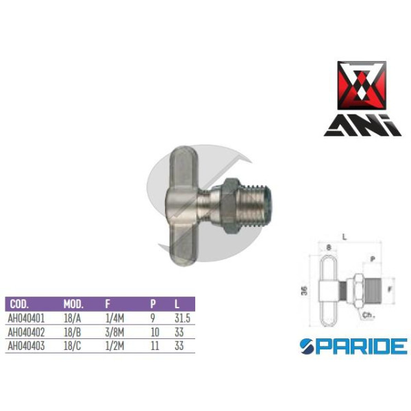 RUBINETTO DI SCARICO 1\2 MASCHIO 18\C AH040403 ANI