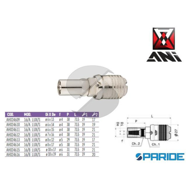 RUBINETTO RAPIDO D 8X17 MM 16\B LUX\S AH024614 UNI...