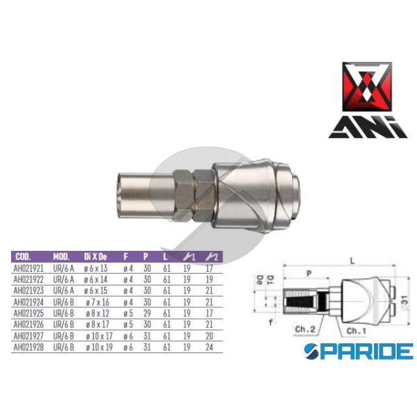 RUBINETTO RAPIDO D 8X17 MM UR\6 B AH021926 UNIVERS...