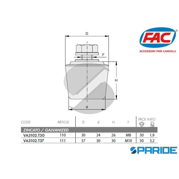 RULLO GUIDA IN NYLON 110 FAC VA3102T30