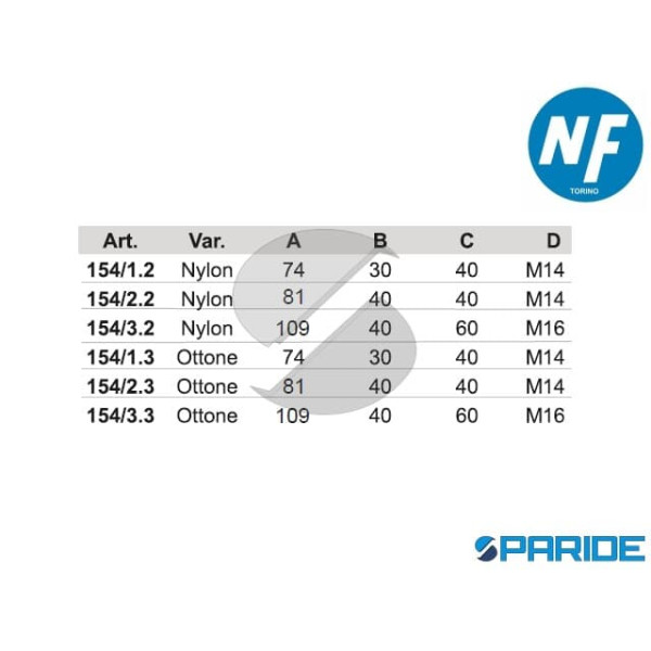 RULLO GUIDA IN NYLON D 30X40 MM 154\1.2B NOVA-FERR CON OLIVA CILINDRICA