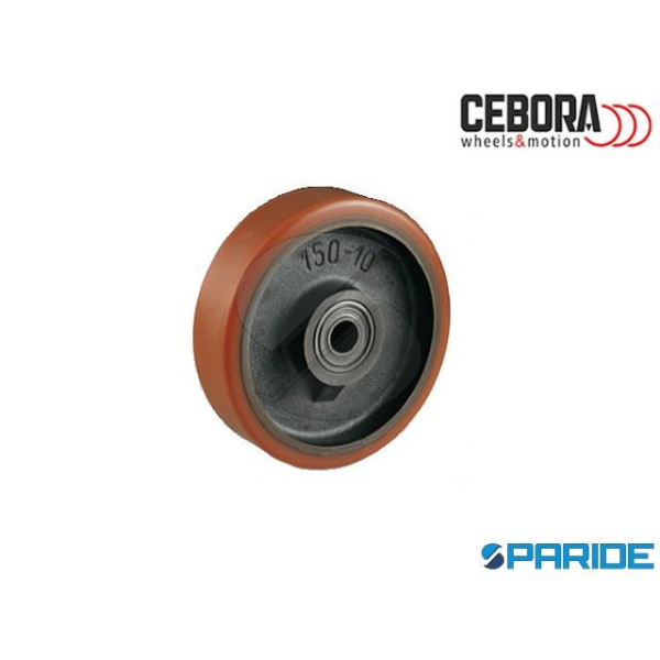 RUOTA D 200X50 MM ARANCIONE GHISA MOZZO A SFERE AG...