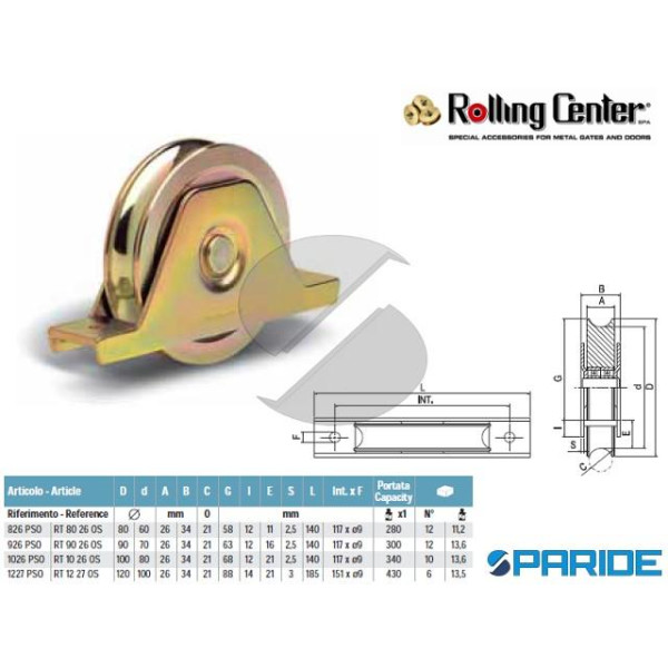 RUOTA GOLA O D 100 1026PSO 2 CUSCINETTI ROLLING CE...