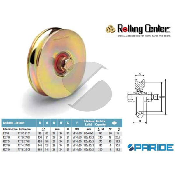 RUOTA GOLA O D 100 1027O 1 CUSCINETTO ROLLING CENT...