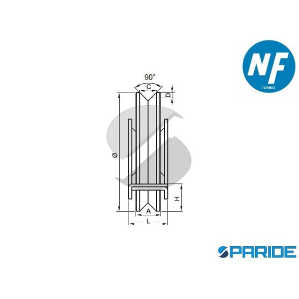 RUOTA GOLA V D 120 127\12\32\2C 2 CUSCINETTI CON SUPPORTO CHIUSO CATAFORESI NOVA-FERR