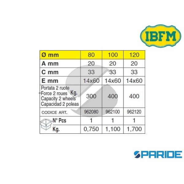 RUOTA GOLA V D 120 INOX 962 1 CUSCINETTO PER CANCELLI IBFM
