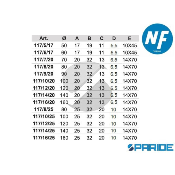 RUOTA GOLA V D 80 117 8 20C 1 CUSCINETTO CON BULLONE CATAFORESI NOVA-FERR