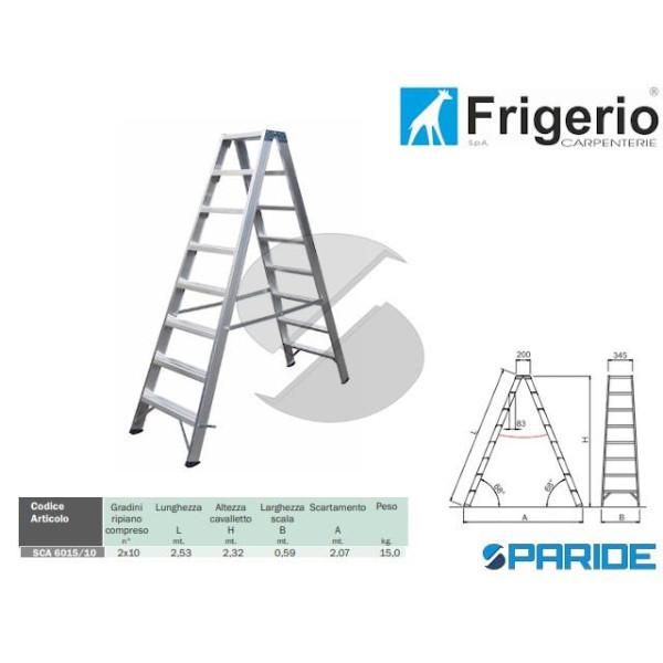 SCALA 2 SALITE IN ALLUMINIO 6015\10 CON PONTE 10 G...