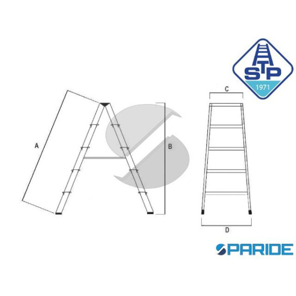 SCALA 2 SALITE IN ALLUMINIO PIKASSO PIATTA 7 GRADINI MT 1,69 150 KG STP