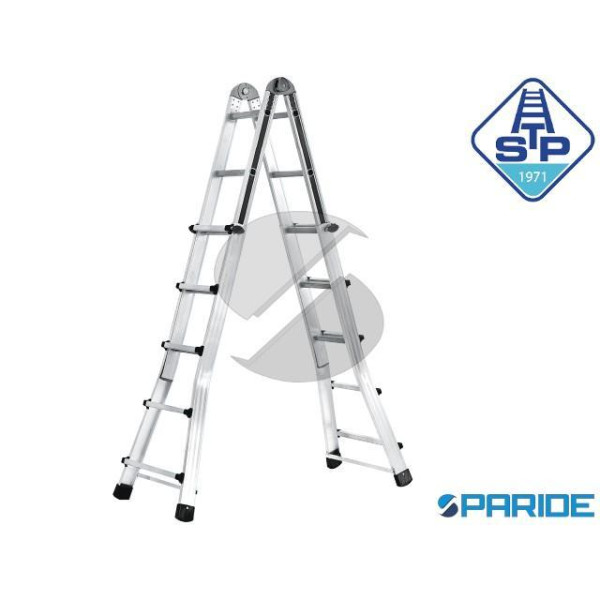 SCALA A SFILO TELESCOPICA CLIK CLAK 5X4 GRADINI IN...