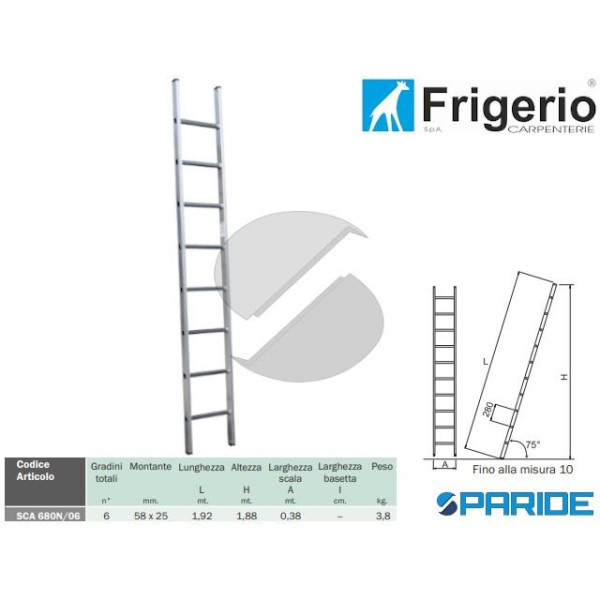 SCALA DRITTA IN ALLUMINIO 680N\06 6 GRADINI 150 KG...