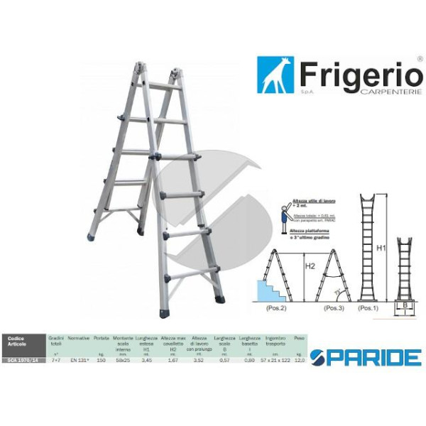SCALA SFILO TELESCOPICA 1970\14 7+7 GRADINI 150 KG...