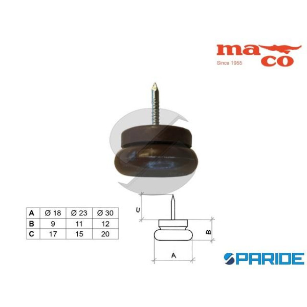 SCIVOLO SILENZIOSO D 18 MM NYLON MARRONE 0185 MACO