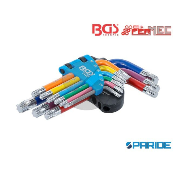 SERIE 9 CHIAVI TORX A L LUNGHE BGS74459 FERMEC COL...