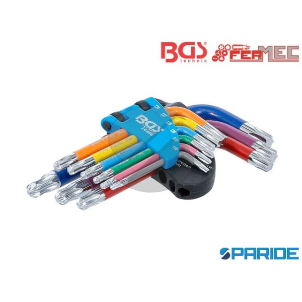 SERIE 9 CHIAVI TORX A L LUNGHE BGS74468 FERMEC COL...