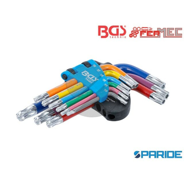 SERIE 9 CHIAVI TORX CON FORO A L BGS74464 FERMEC C...