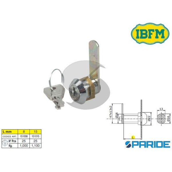 SERRATURA A CILINDRO D 16 MM IBFM 151008 UNIVERSAL...