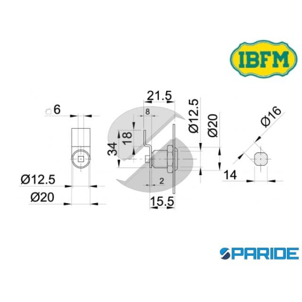 SERRATURA A CILINDRO QUADRO 6 MM 152 IBFM PER CASELLARI POSTALI