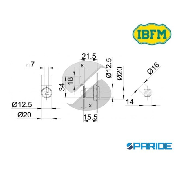 SERRATURA A CILINDRO TRIANGOLARE 154 IBFM PER CASELLARI POSTALI