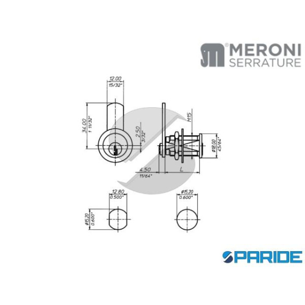 SERRATURA A LEVA 2151 D 15X25 MERONI UNIVERSALE