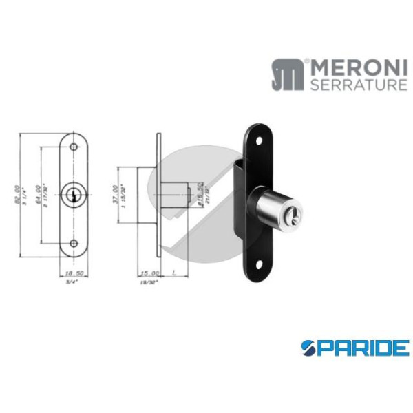 SERRATURA AD ASTE 2177NE MERONI CON CILINDRO 20 MM