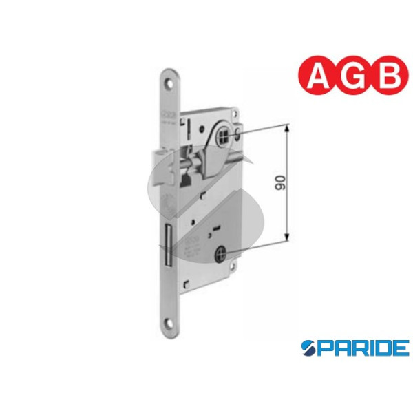 SERRATURA AGB CENTRO S E 50 F 18 WC CROMO OPACO BO...
