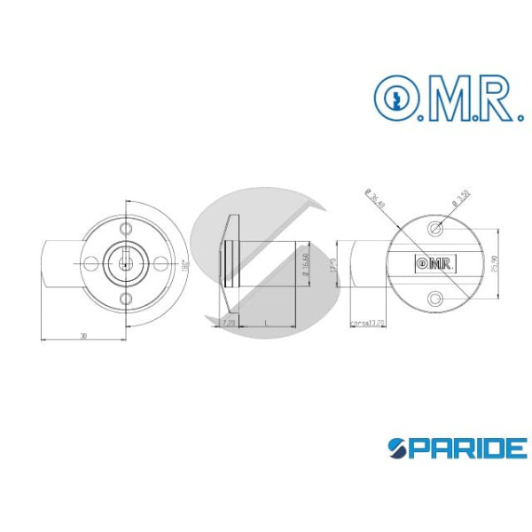 SERRATURA PER ANTA CASSETTO KA B D 17 MM L 26 MM 220344KA OMR DA APLICARE CON CILINDRO