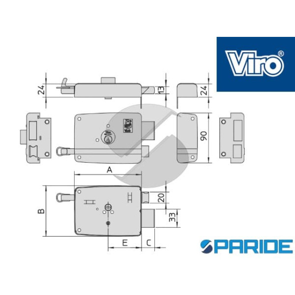 SERRATURA APPLICARE E 50 17502 714 VIRO SINISTRA CILINDRO FISSO 1750207142