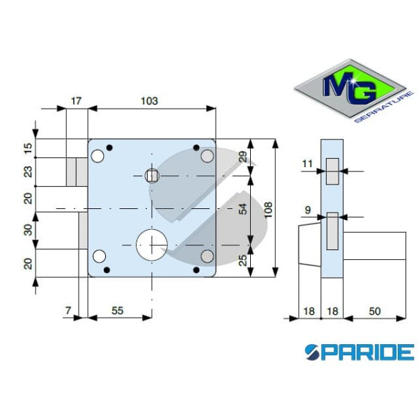 SERRATURA APPLICARE E 55 436552000 MG DESTRA
