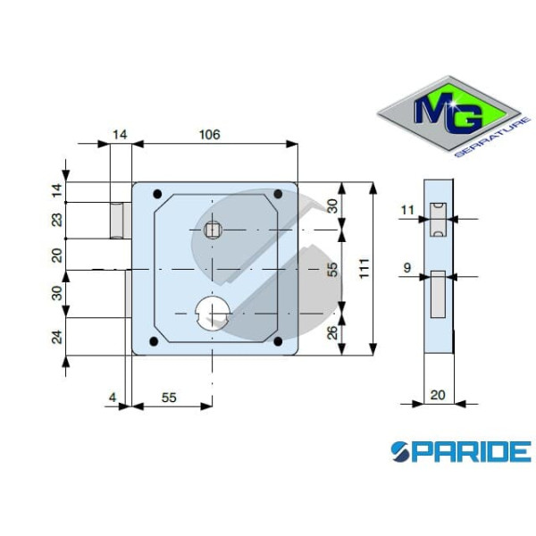 SERRATURA APPLICARE E 55 437550 MG REVERSIBILE