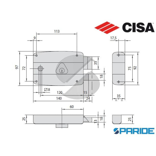 SERRATURA APPLICARE E 60 50571 79 DESTRA CISA 4 MANDATE
