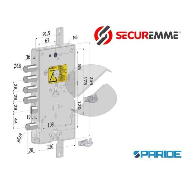 SERRATURA APPLICARE E 63 I28 SP3 TOP GEAR 268 TRIPLICE DOPPIO CILINDRO 2681SCR0328CT2