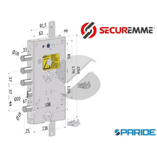 SERRATURA APPLICARE E 63 I37 SP3 TOP GEAR 268 TRIPLICE DOPPIO CILINDRO 2681SCR0337CT2
