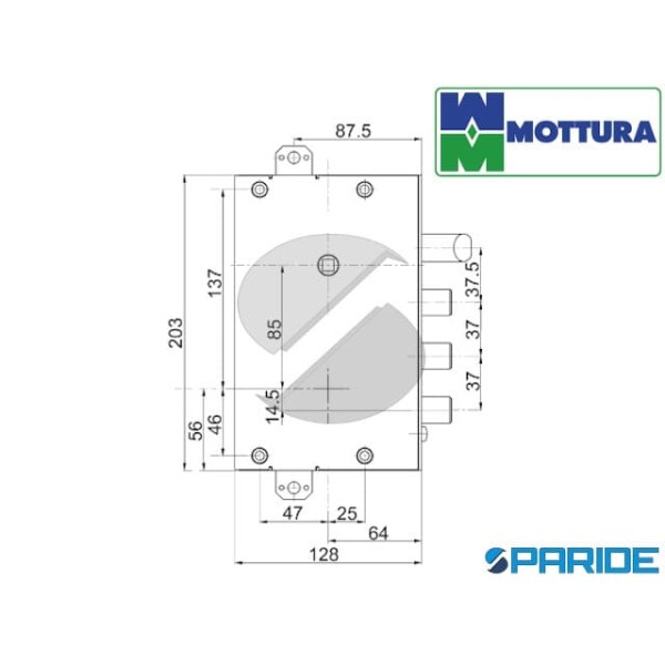 SERRATURA APPLICARE E 64 I37 SP20 SX 894671SAB ALIAS TRIPLICE MOTTURA AD INGRANAGGI