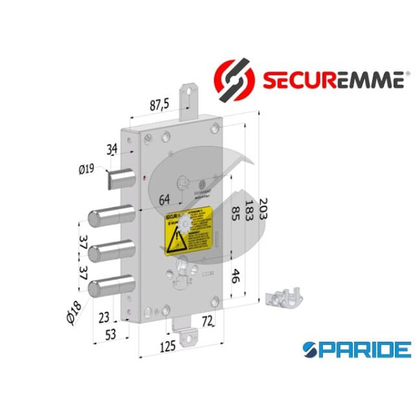 SERRATURA APPLICARE E 64 I37 SP23 TOP GEAR 165C TR...