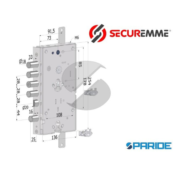 SERRATURA APPLICARE E 73 I28 SP3 BASIC GEAR 268 TRIPLICE DIERRE 2681SCR7328CXXDR SECUREMME