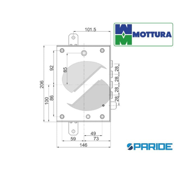 SERRATURA APPLICARE E 73 I28 SP3 SX 8984571S7Q DIERRE TRIPLICE MOTTURA AD INGRANAGGI