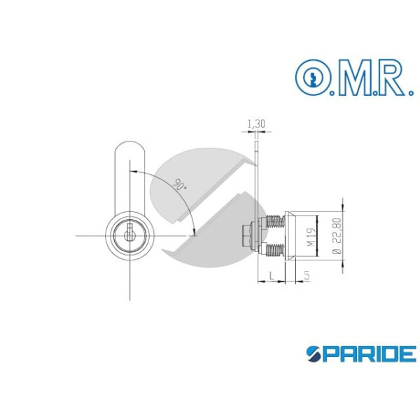 SERRATURA UNIVERSALE L 30 MM 2 ESTRAZIONI 180 163425 OMR NICHELATA