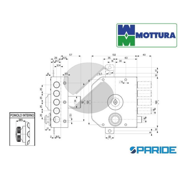 SERRATURA APPLICARE L 50 30601VS50E SX MOTTURA CON CILINDRO POMPA E POMOLO