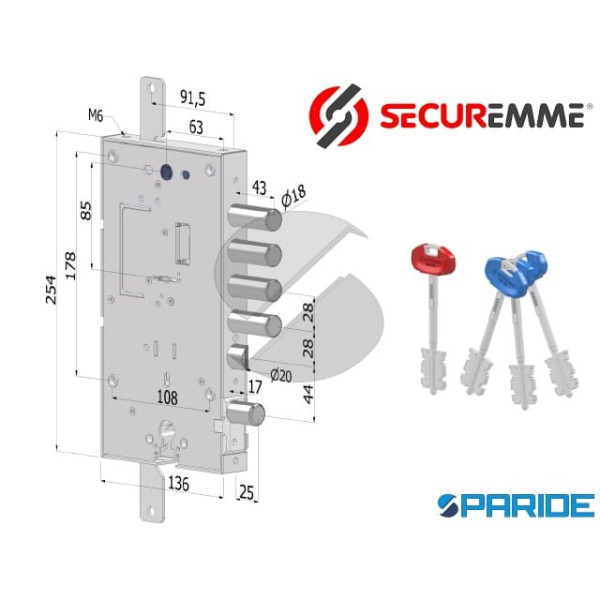 SERRATURA APPLICARE SECURMAP E 63 I28 SP3 243 TRIP...