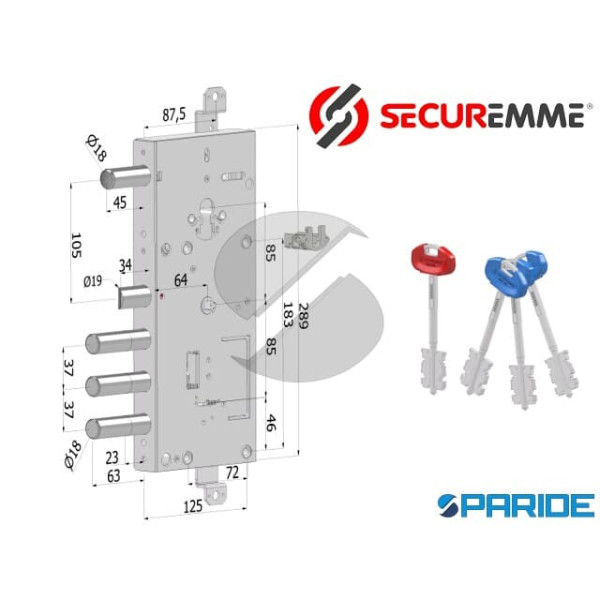 SERRATURA APPLICARE SECURMAP E 63 I37 SP23 143C TR...