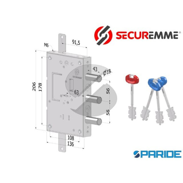 SERRATURA APPLICARE SECURMAP E 64 I56 SP3 241 TRIP...