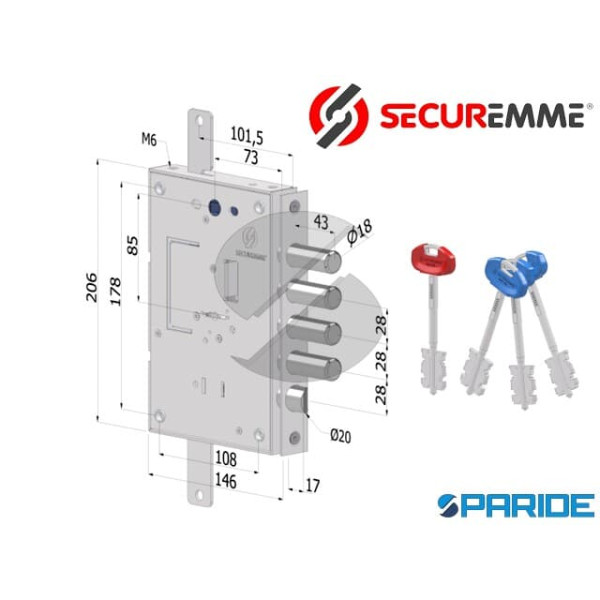 SERRATURA APPLICARE SECURMAP E 73 I28 SP3 240 TRIP...