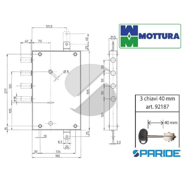 SERRATURA ARMADI SICUREZZA E 70 65.563 MOTTURA DOPPIA MAPPA TRIPLICE SERRABLINDA