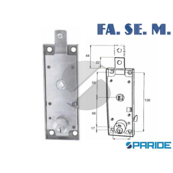 SERRATURA BASCULANTE 10940 FASEM CILINDRO TONDO L ...