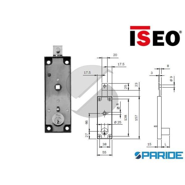 SERRATURA BASCULANTE 643150 ISEO CILINDRO TONDO D ...