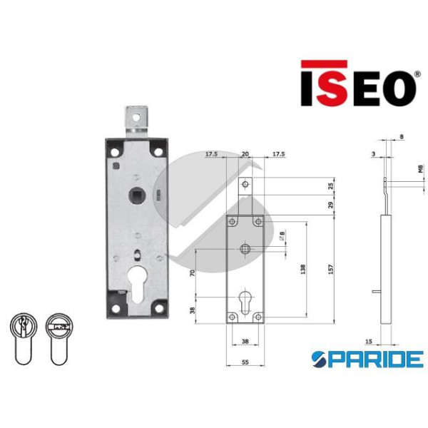 SERRATURA BASCULANTE 647000 ISEO M8 CILINDRO PROFI...