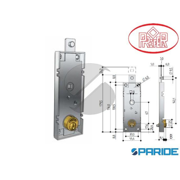 SERRATURA BASCULANTE B551 30 CON CILINDRO TONDO PR...