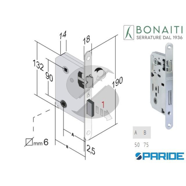 SERRATURA BONAITI WC E 50 241 F 18 CROMO SATINATO ...