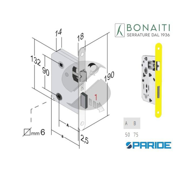 SERRATURA BONAITI WC E 50 241 F 18 OTTONE 48241050...